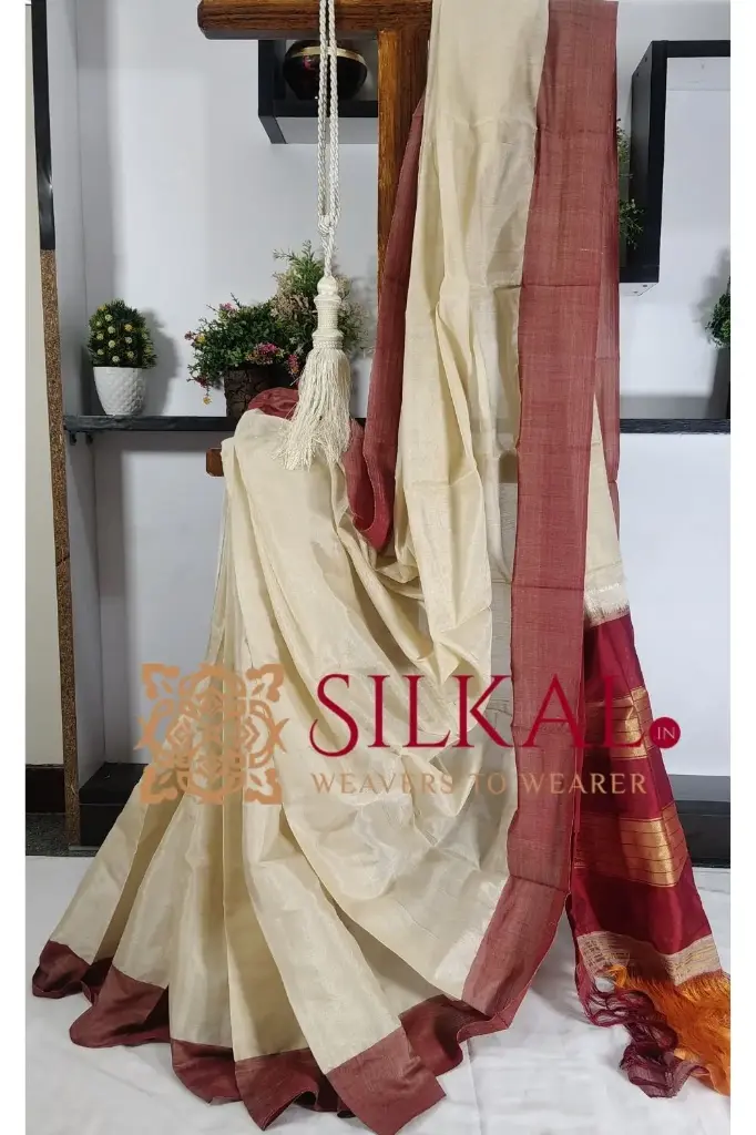 SKL03337 Ilkal Handloom Viscose Silk Chikki Paras Border Saree 