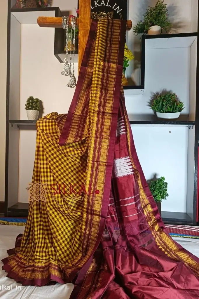 SKL1184 Ilkal Small Check Cotton Silk Saree 