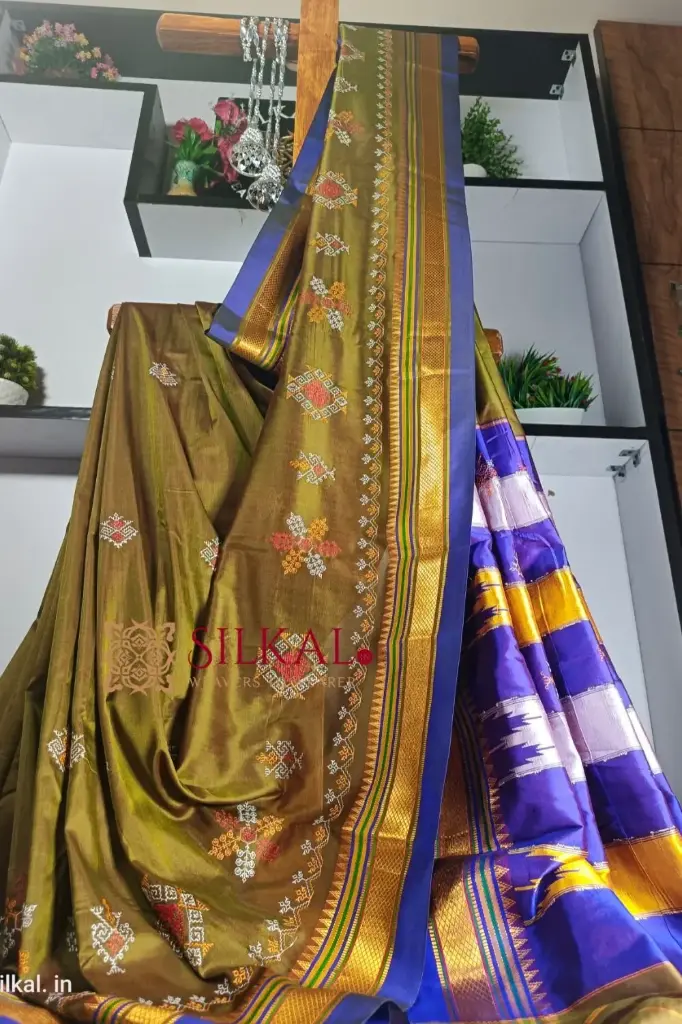 SKL1697 Ilkal Semi Silk With Kasuti Saree