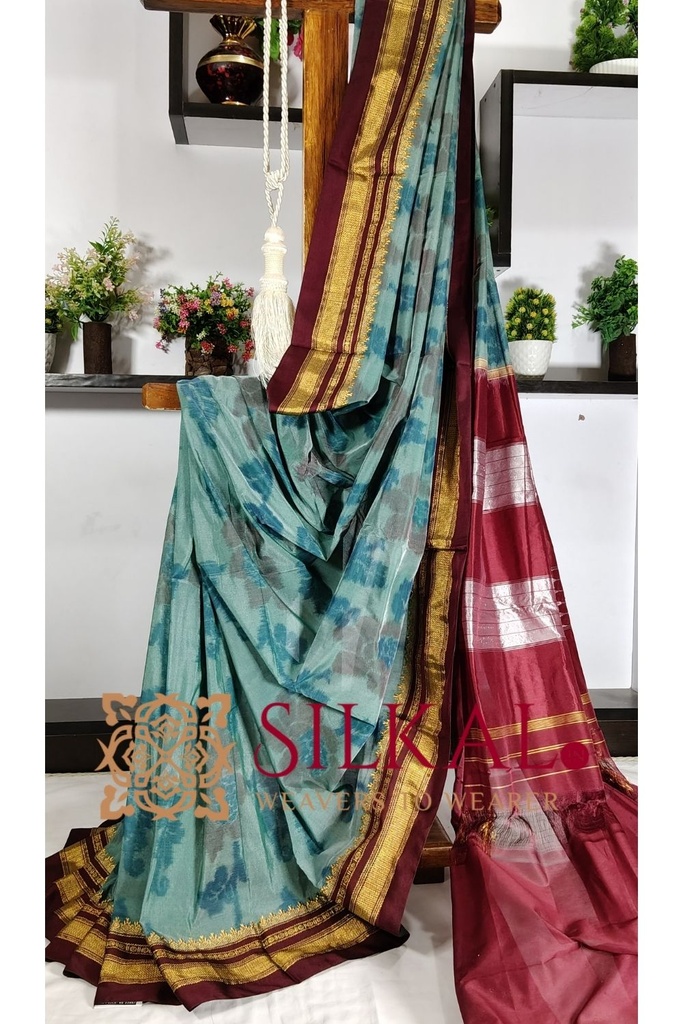 Ilkal Ikkat Print Cotton Silk Saree