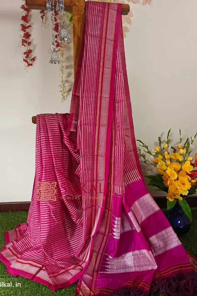 SKL1121 Ilkal Handloom Viscose Cotton Silk Chikki Paras Border Saree 