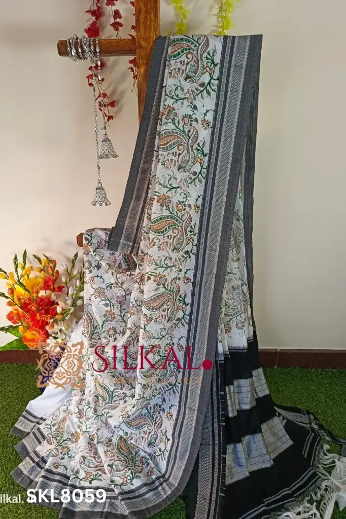 SKL1879 Ilkal Handloom Cotton Silk Print Saree 
