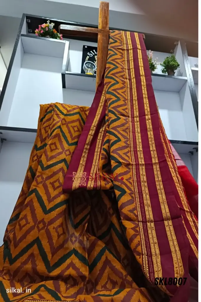 SKL1027 Ilkal Handloom Print Viscose Silk Gayatri Border Saree  