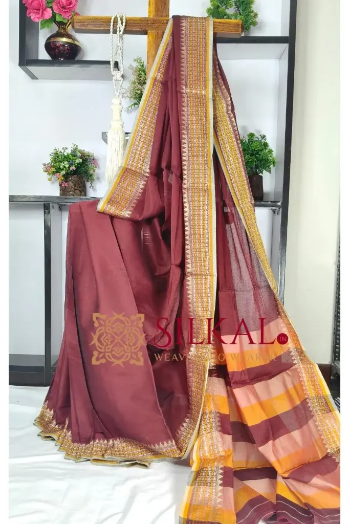 SKL03586 Banahatti Cotton Saree With Traditional Border Saree