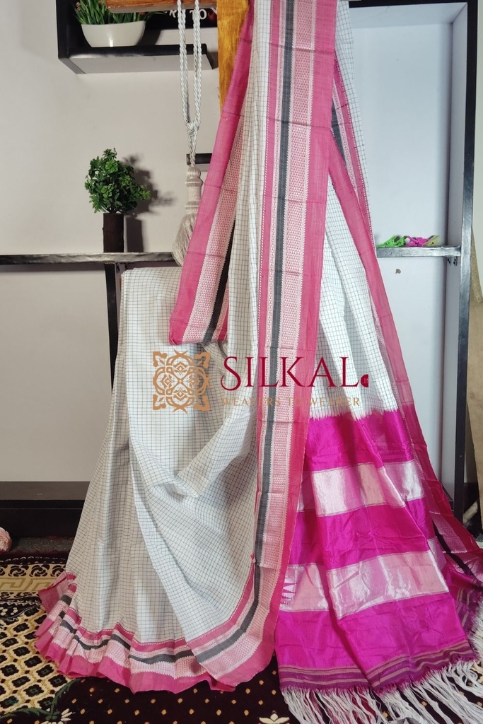 Ilkal Handloom Cotton Silk Chikki Paras Border Saree