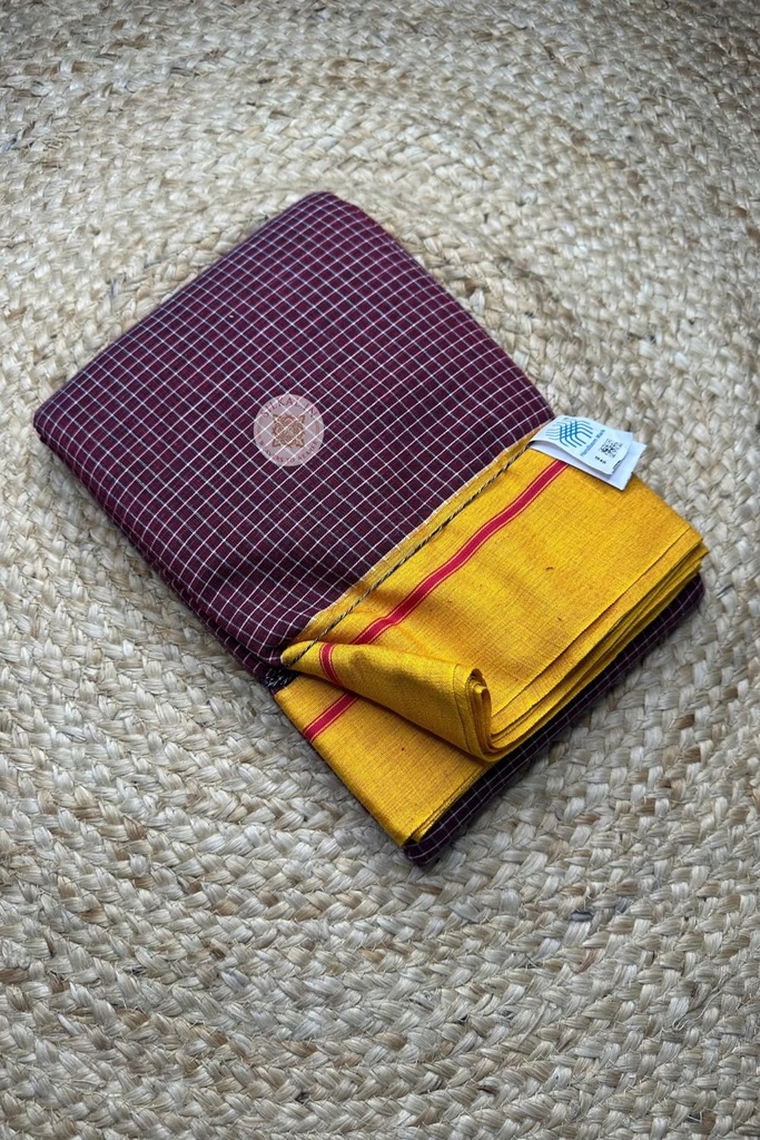 Patteda Anchu Checks With Plain Border