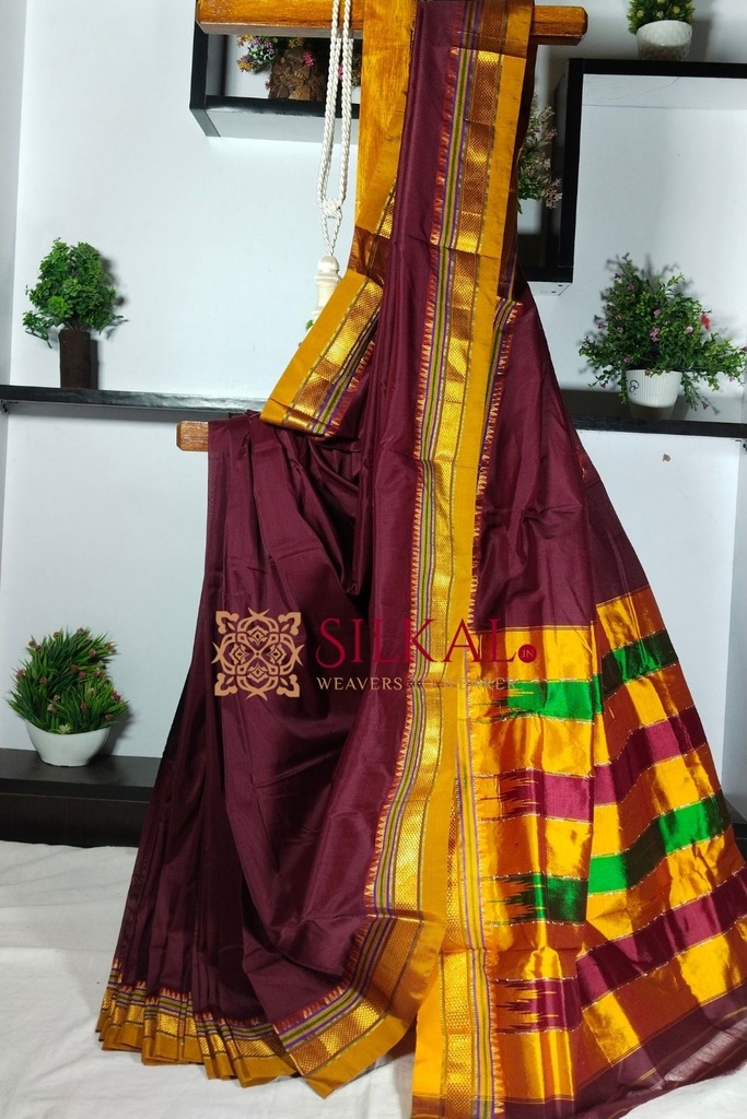 Ilkal Plain Mercerised Silk Saree