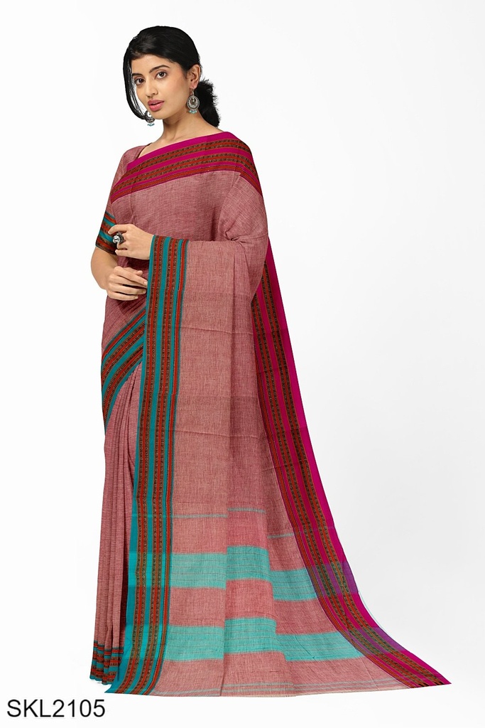 Patteda Anchu Pure Cotton With Gaadi Dhadi Border Saree