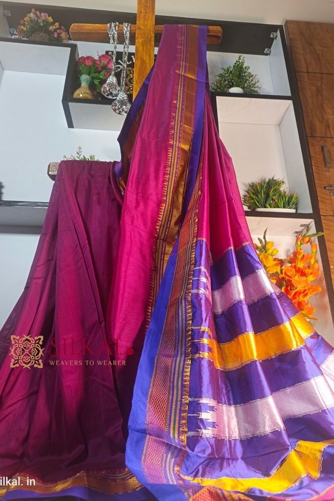 Ilkal Plain Mercerized Silk Saree