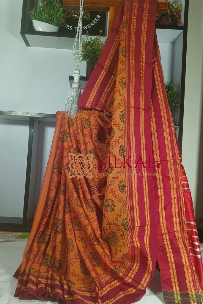 SKL1770 Ilkal Handloom Print Viscose Silk Gayatri Border Saree