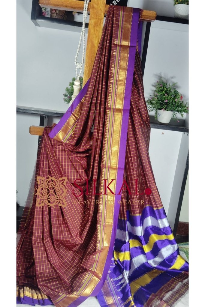 Ilkal Checked The Mercerized Silk Saree