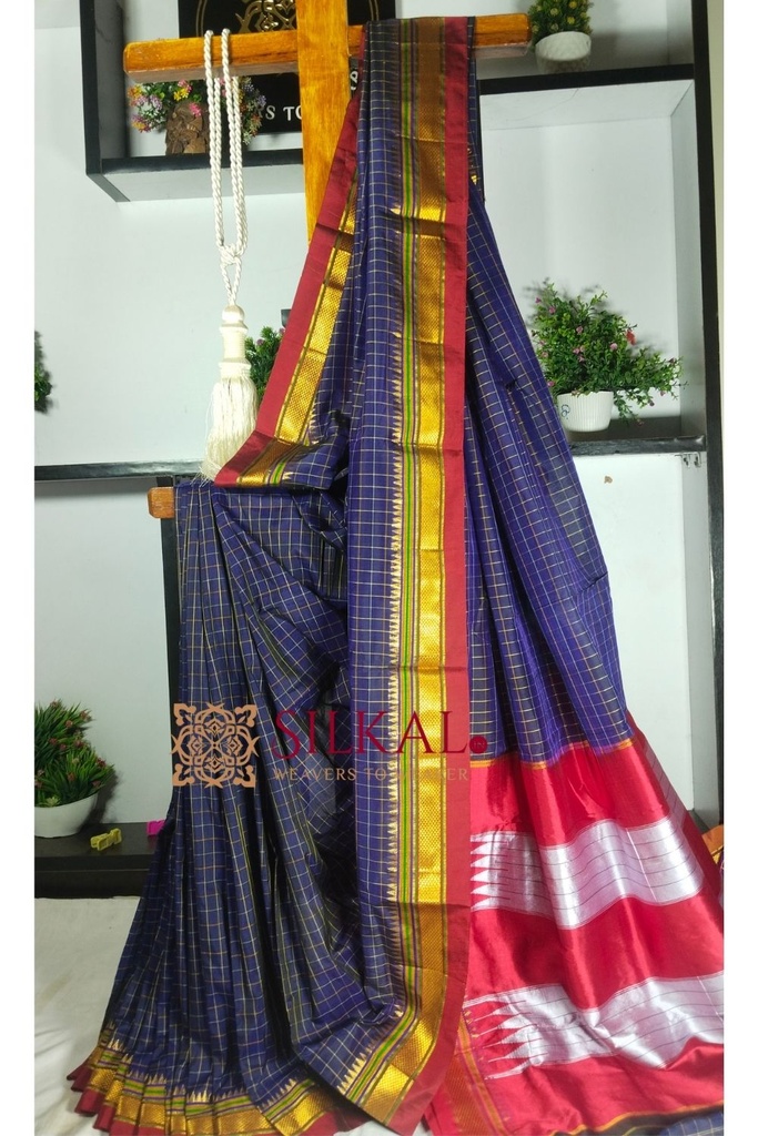 Ilkal Checked Mercerized Silk Saree