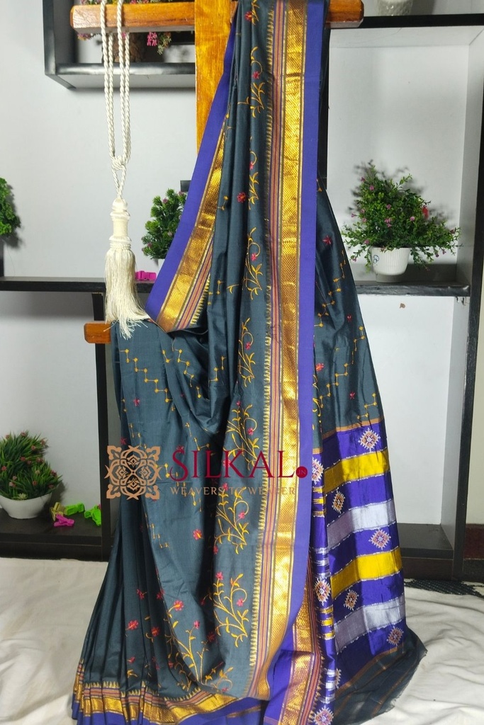 Ilkal Semi Silk With Kasuti Saree