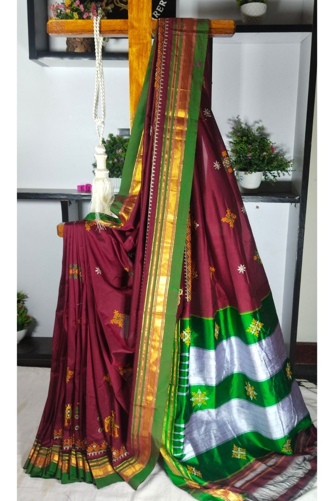 Ilkal Semi Silk With Kasuti Saree