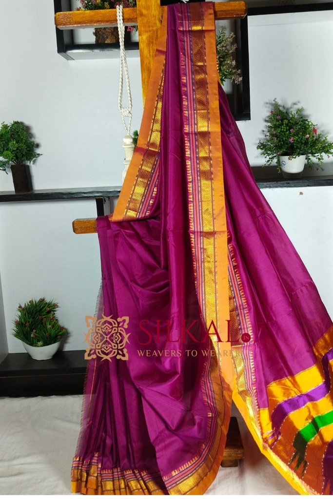 Ilkal Plain Mercerised Silk Saree