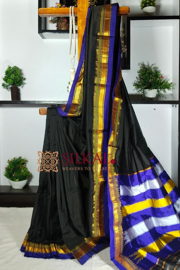 Ilkal Plain Mercerised Silk Saree