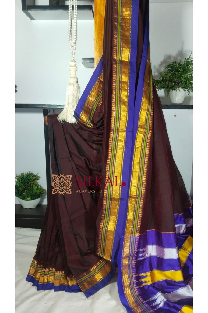 Ilkal Plain Mercerized Silk Saree
