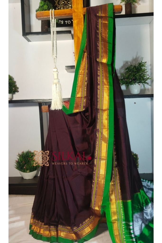 Ilkal Plain Mercerized Silk Saree