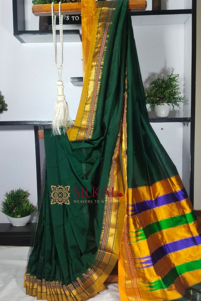 Ilkal Plain Mercerized Silk Saree
