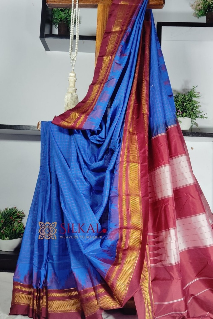 Ilkal Cotton Silk Chadaranga Temple Saree