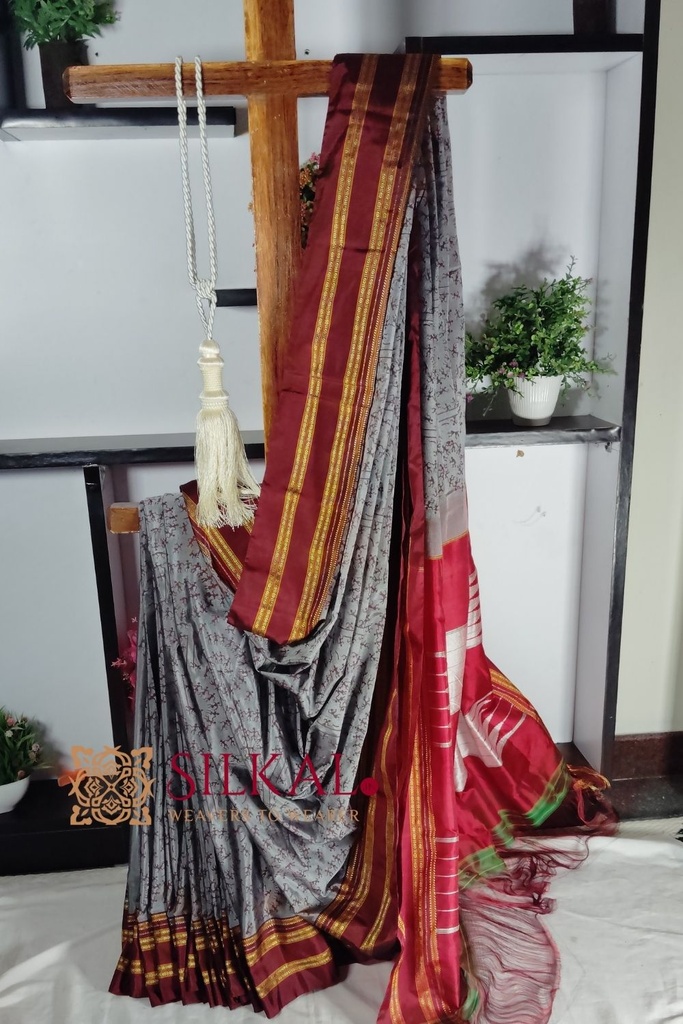 Handloom Print Viscose Silk Gayatri Border Saree
