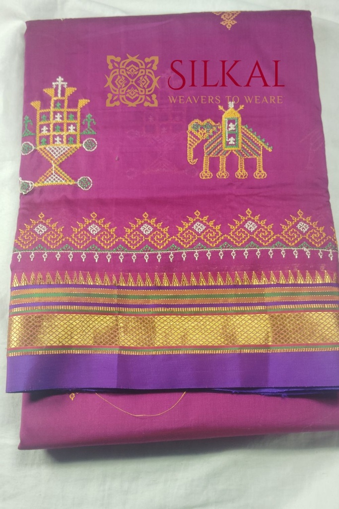 Ilkal Semi Silk With Kasuti Saree
