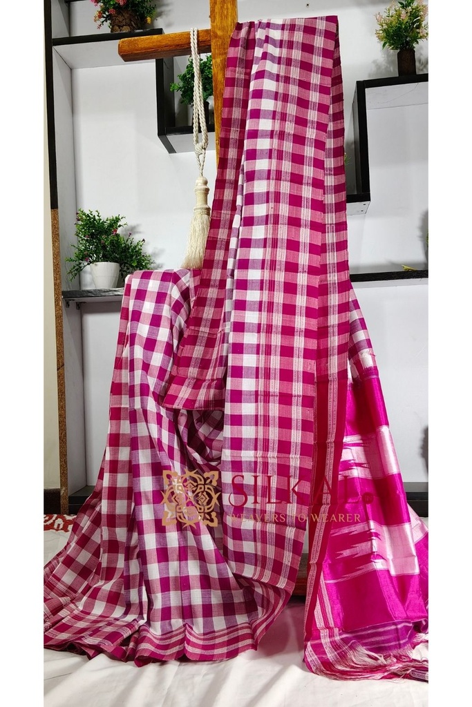 Ilkal Big Checks Cotton Silk Gayatri Border Saree