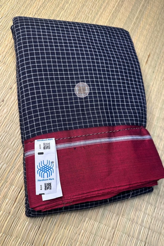 Patteda Anchu Checks With Plain Border