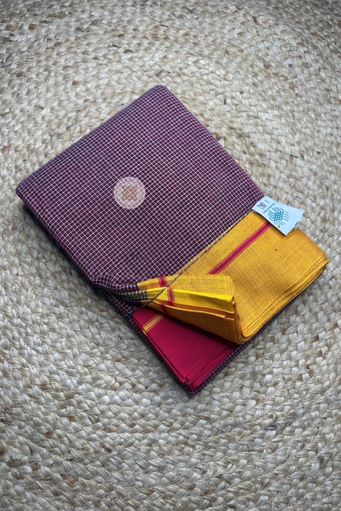 Patteda Anchu Pure Cotton Handloom Saree