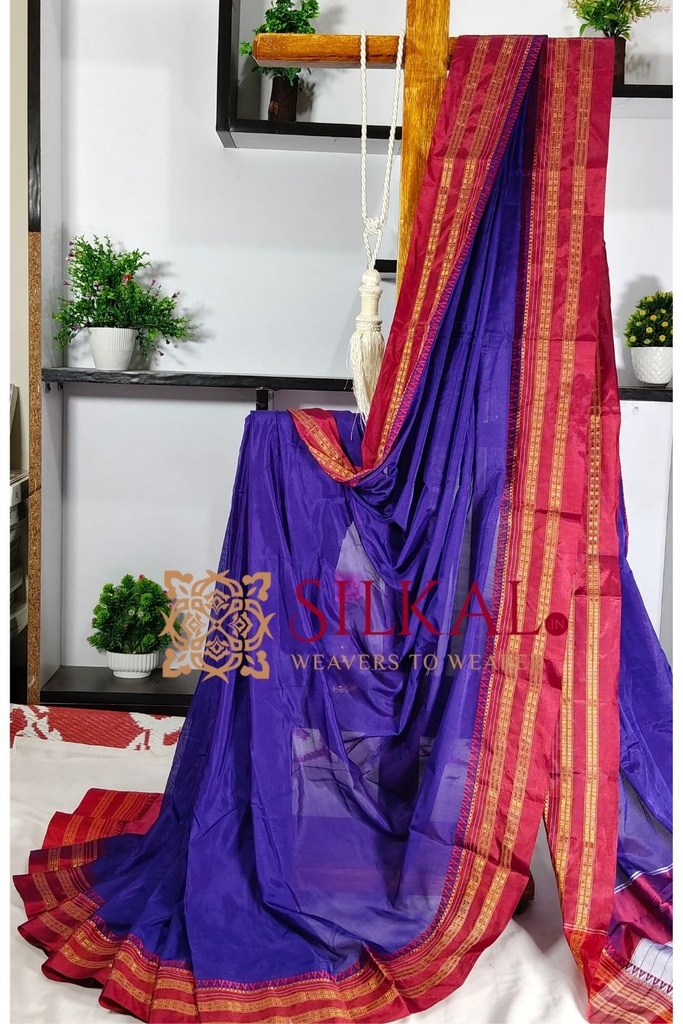 Ilkal Cotton Gaadi Dadi Plain Saree