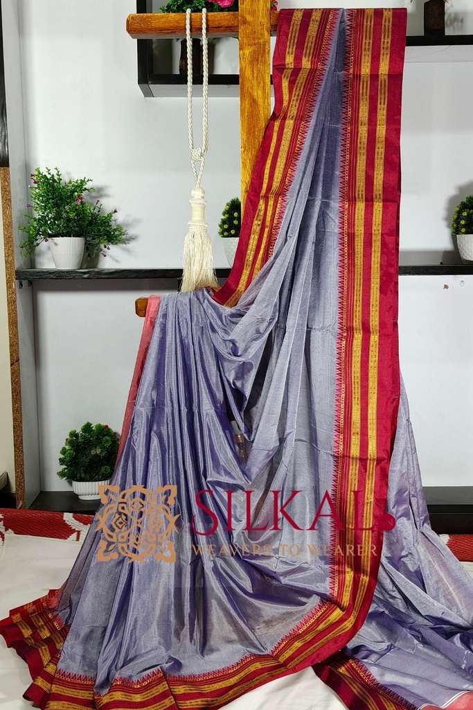 Ilkal Cotton Gaadi Dadi Plain Saree