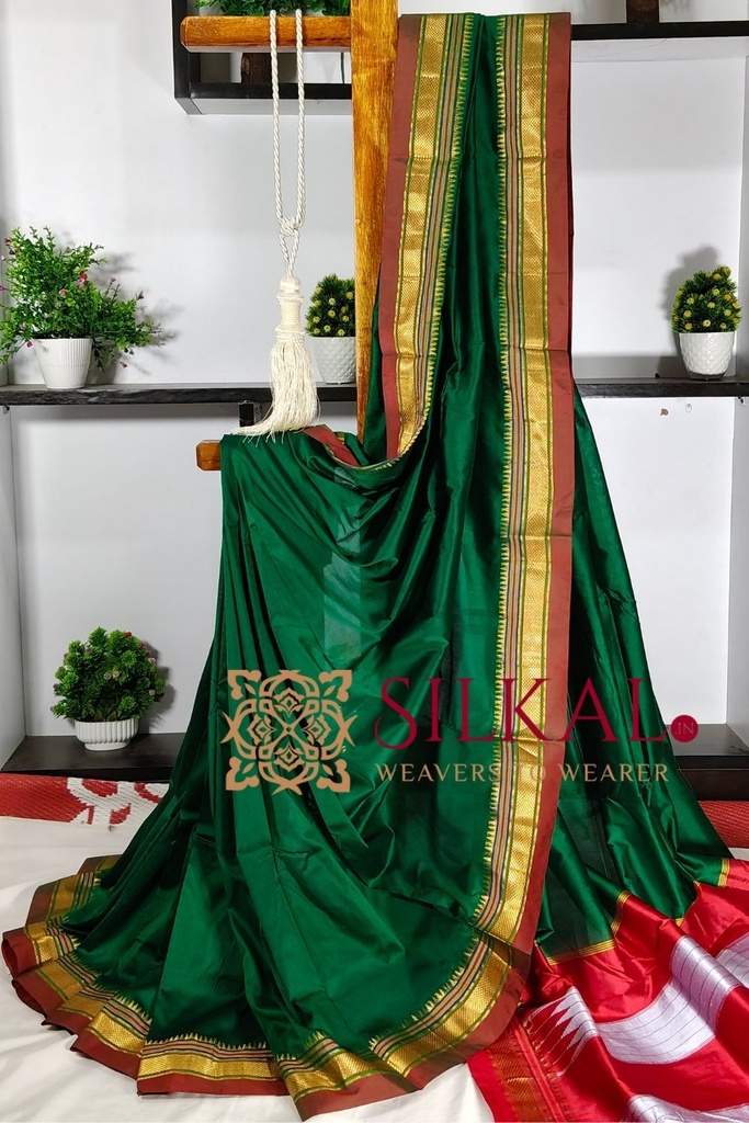 Ilkal Plain Mercerized Silk Saree