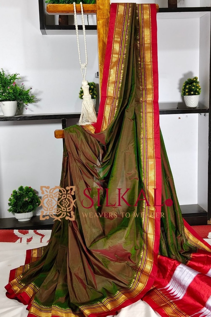 Ilkal Plain Mercerized Silk Saree