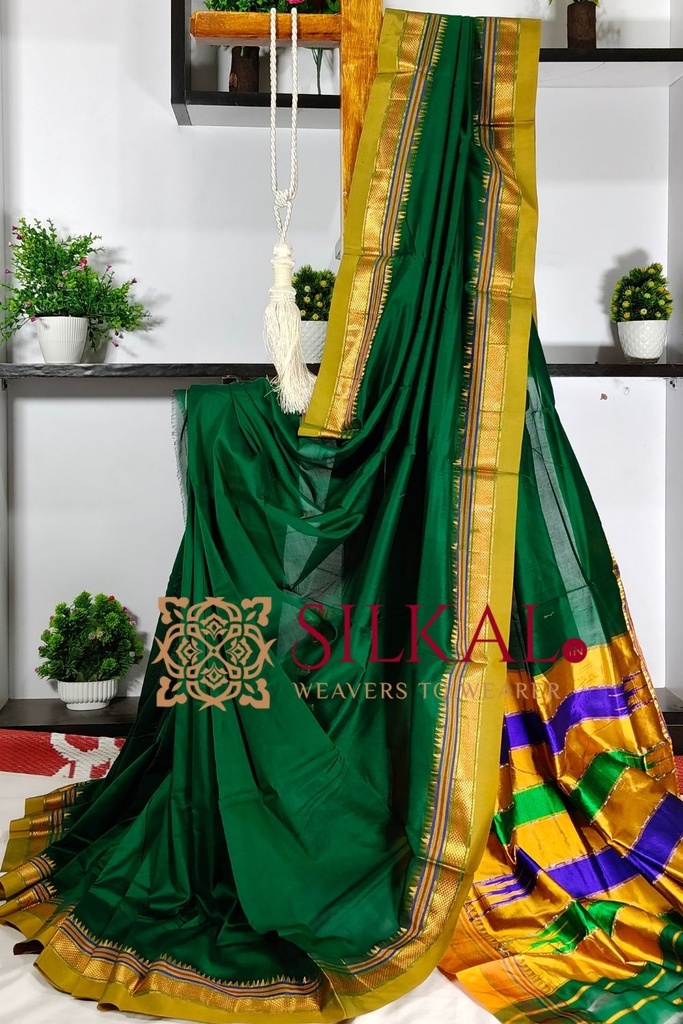 Ilkal Plain Mercerized Silk Saree