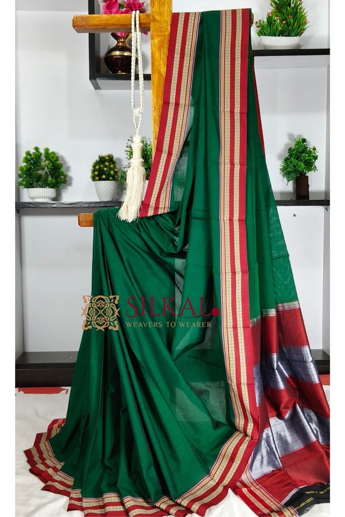 Ilkal Mercerised Cotton Plain Saree