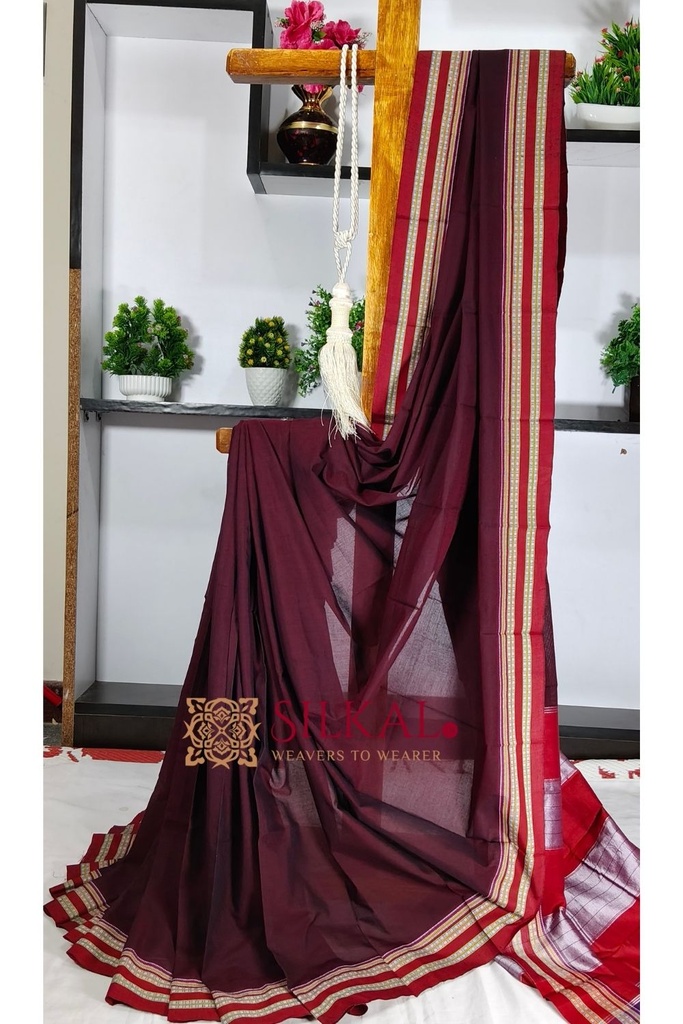Ilkal Mercerised Cotton Plain Saree