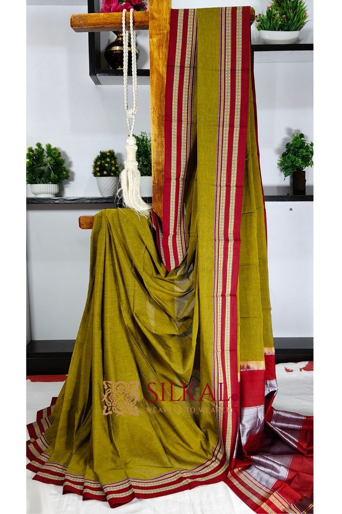 Ilkal Mercerised Cotton Plain Saree