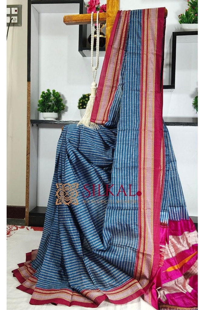 Ilkal Handloom Viscose Cotton Silk Chikki Paras Border Saree