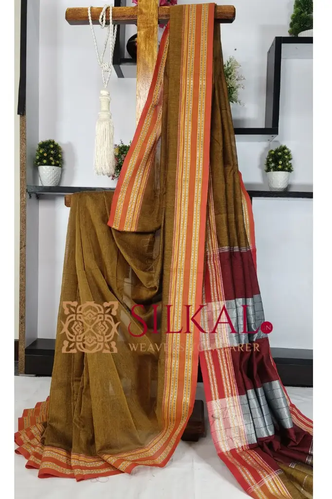 SKL03422 ILKAL NIB Cotton Gomi Border Saree 