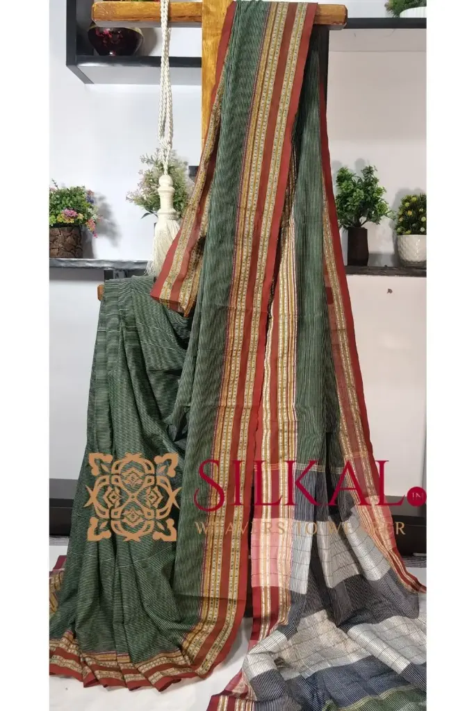 SKL03387 Ilkal Viscose Silk Kaddi Saree with Gomi Border 