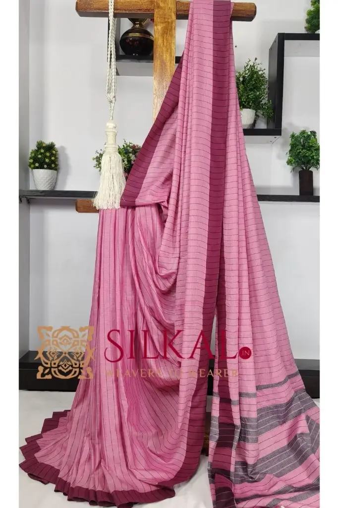 Ilkal Handloom Mercerised Cotton Stripe Saree 