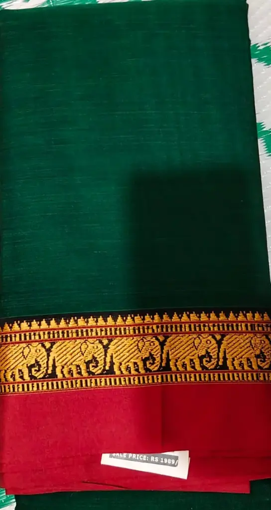 SKL3135 Narayan Peth Plain Cotton Saree With Patti Pallu Saree