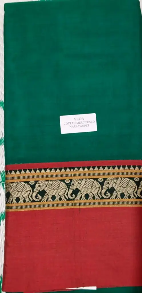 SKL3139 Narayan Peth Plain Cotton Saree With Patti Pallu Saree
