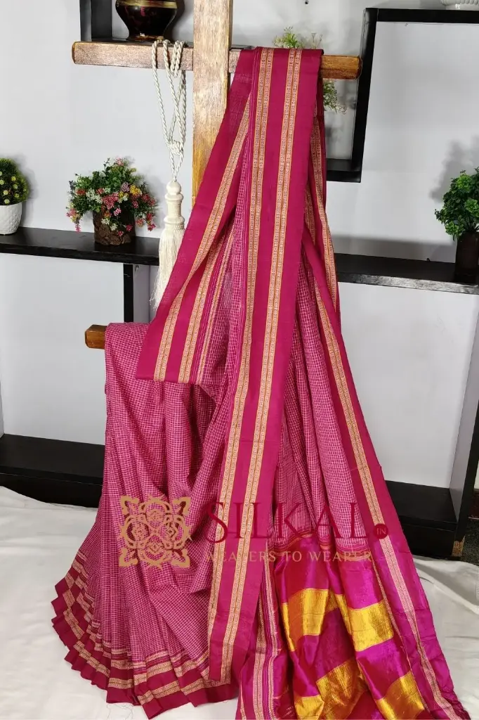 SKL03514 Ilkal Handloom Viscose Cotton Silk Gayatri Border Saree 