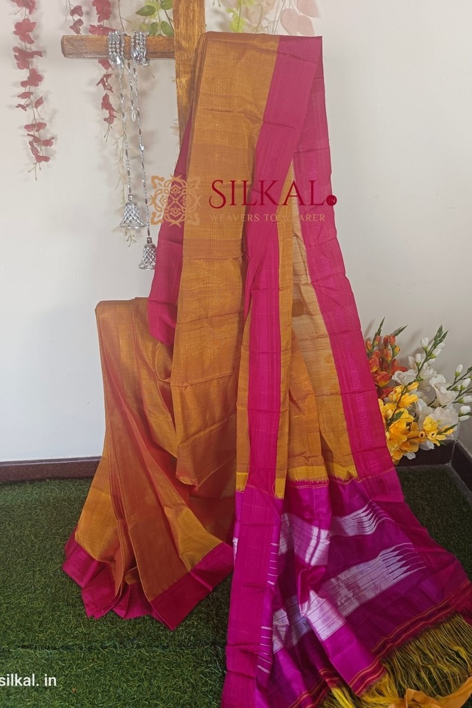 Ilkal Handloom Viscose Silk Chikki Paras Border Sare