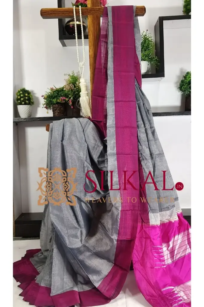  SKL03335 Ilkal Handloom Viscose Silk Chikki Paras Border Saree 