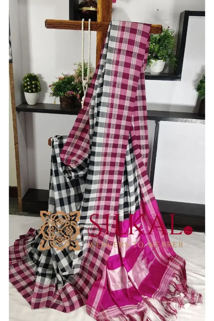 SKL3204 Ilkal Big Checks Cotton Silk Gayatri Border Saree 