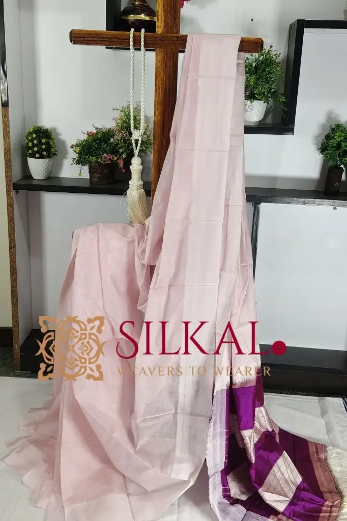 SKL03333 Ilkal Handloom Viscose Silk Chikki Paras Border Saree  