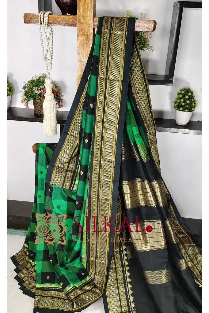 SKL03501Ilkal semi silk checks butta saree  