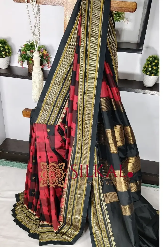  SKL03502 Ilkal semi silk checks butta saree